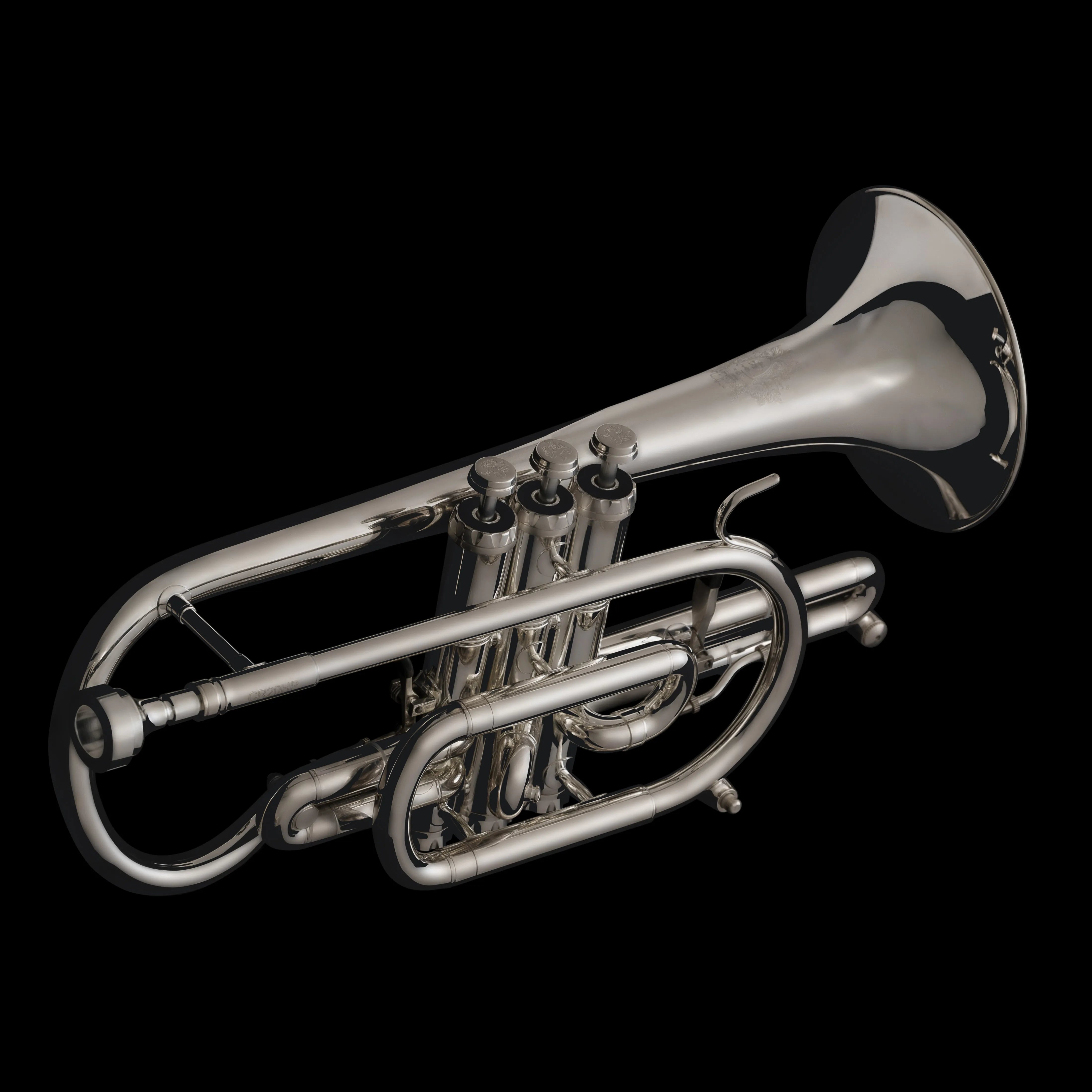 Valve angle of Handcrafted Bb Cornet by Wessex Tubas